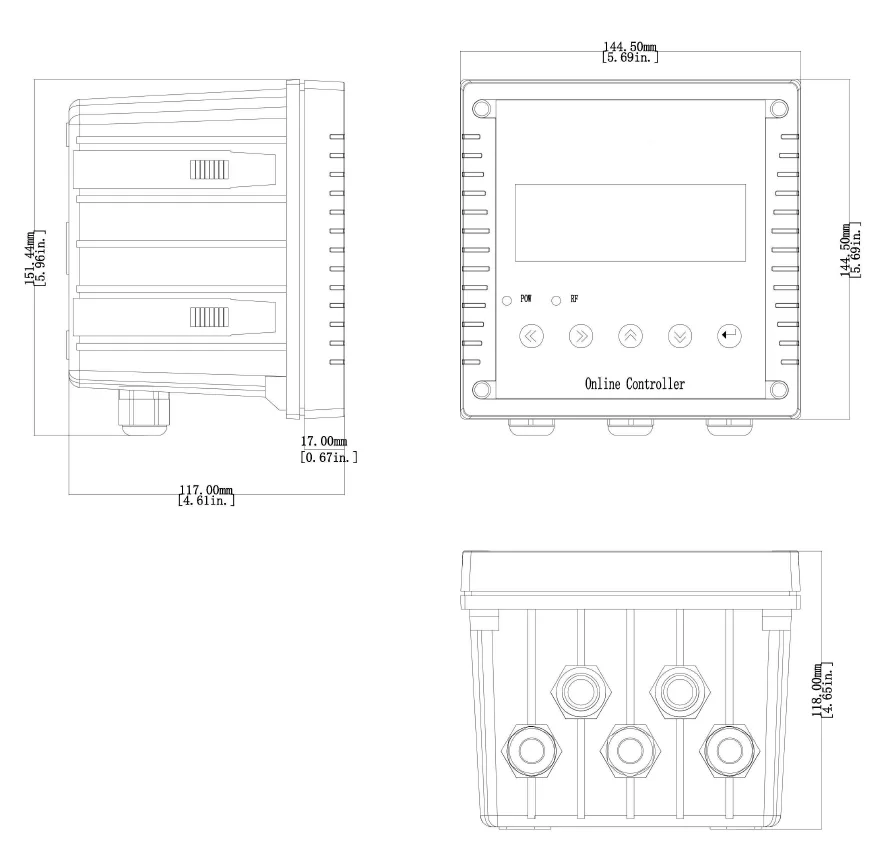 KWC-100 Controlador de Calidad de Agua Multiparametro Dimensiones