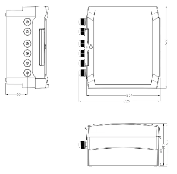 Dimensiones del controlador multiparamétrico de calidad del agua KMPW100