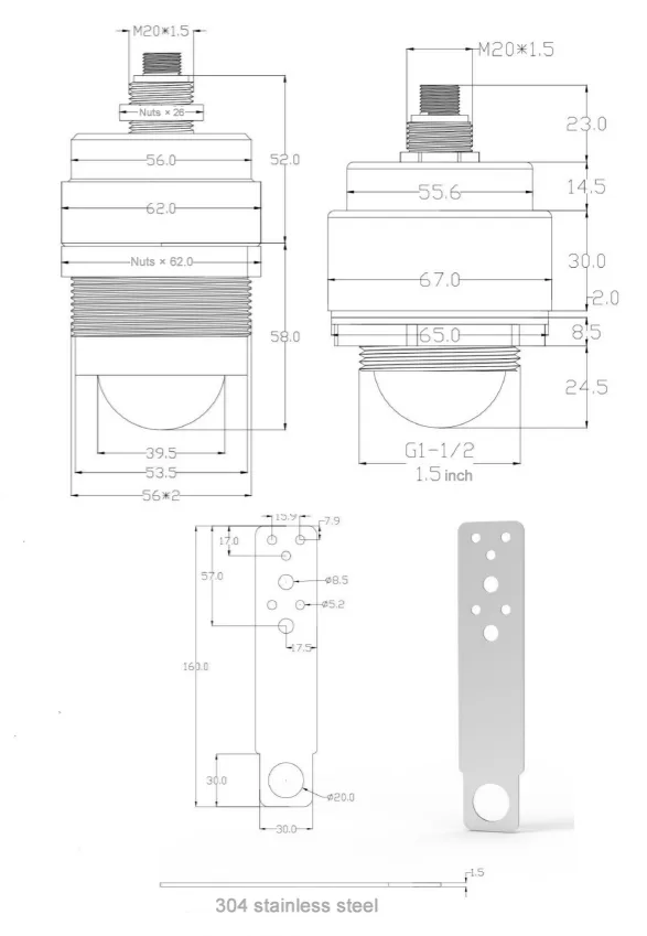 KWL803 dimensión 3 - Sensor de nivel por radar