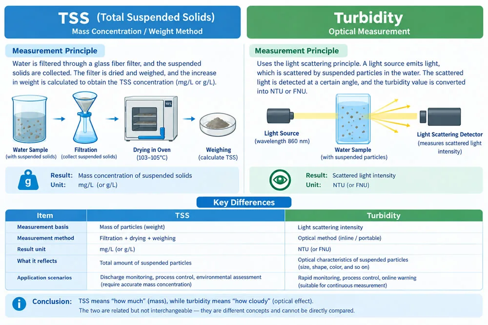 Infographic Comparing TSS and Turbidity