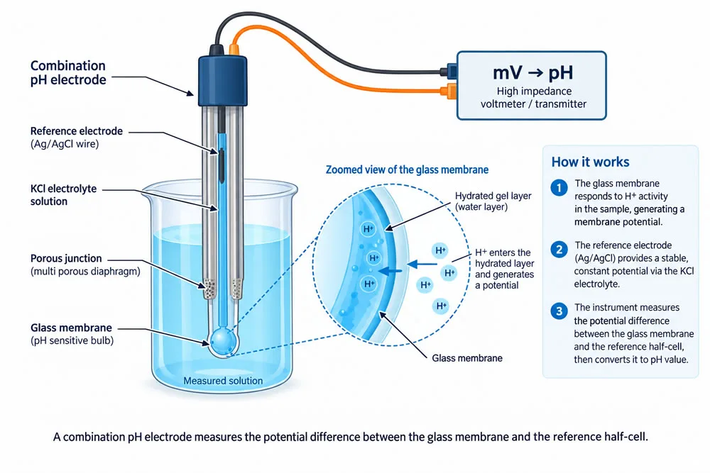 pH-sensor-working-principle-structure-diagram